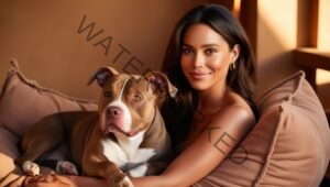 Jessica Alba with her pet dog Sid- a pitbull dog