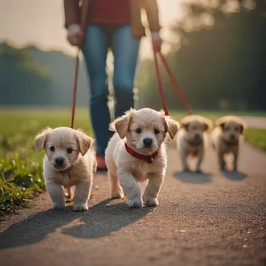 Puppies socializing